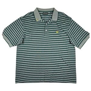 Masters Collection Green Stripe Cotton Golf Polo Shirt w/ Masters Pin Men's XL